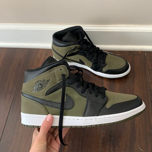 Jordan Other - WORN ONCE Air Jordan 1 Mid Olive Canvas Sneakers